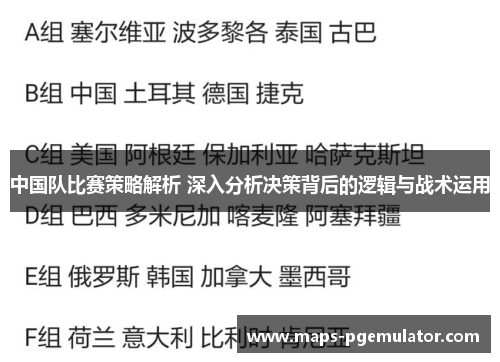 中国队比赛策略解析 深入分析决策背后的逻辑与战术运用