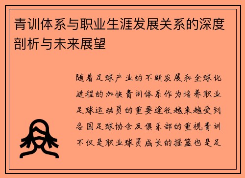 青训体系与职业生涯发展关系的深度剖析与未来展望