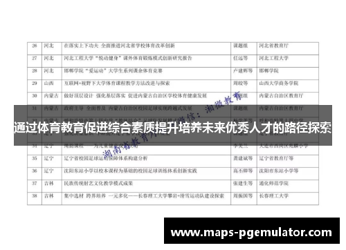 通过体育教育促进综合素质提升培养未来优秀人才的路径探索